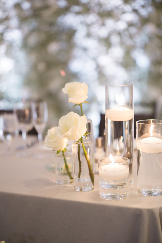 Reception table décor at Mountain Shadows wedding.